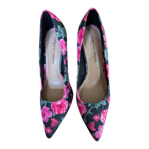 Christian Siriano Pink Floral Pointed Toe Stilettos Size 9.5W  Party Wedding